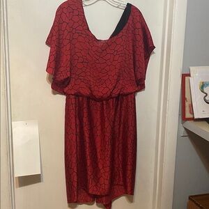 BCBG Red and Black Patterned Dress